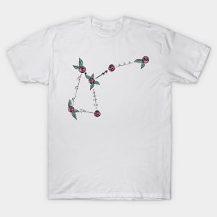 Musca (The Fly) Constellation Roses and Hearts Doodle T-Shirt